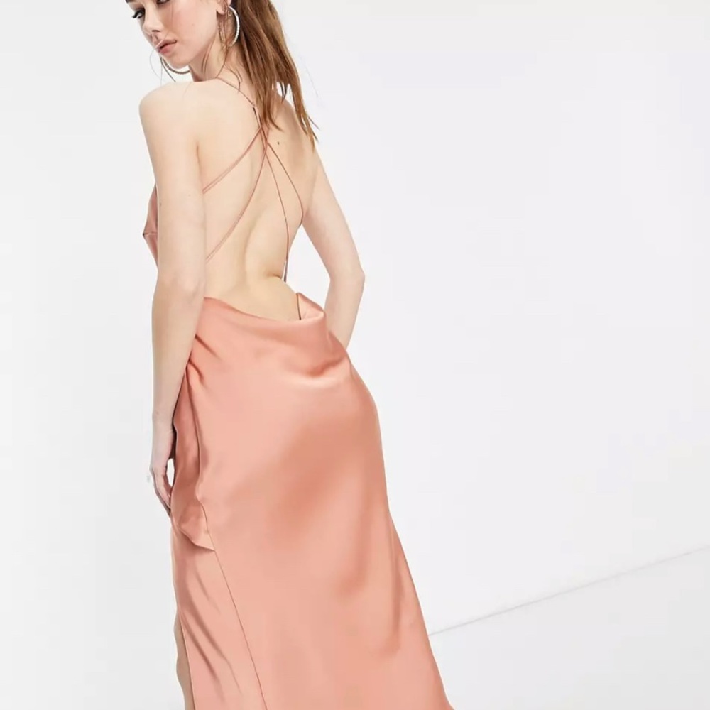 ISO ASOS DESIGN one shoulder satin midi dress